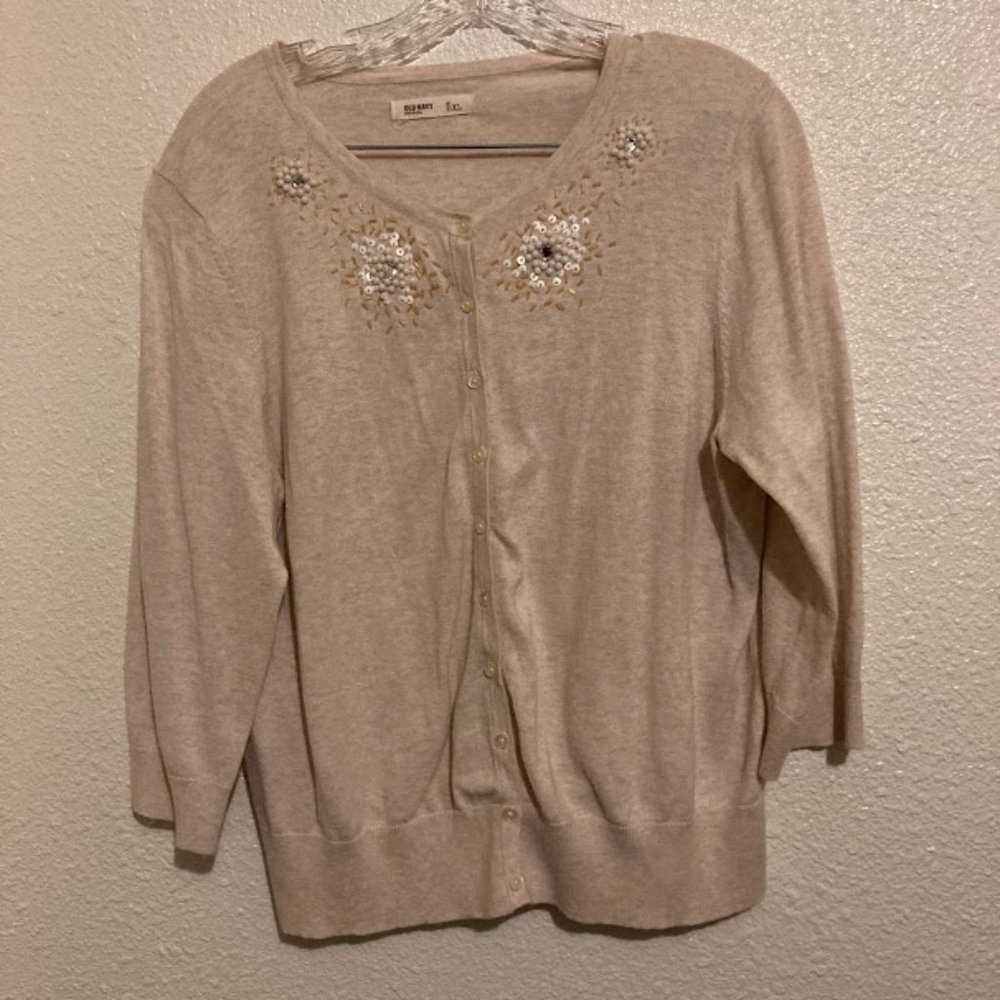Old Navy women's XL cardigan sweater with sequin beaded designs